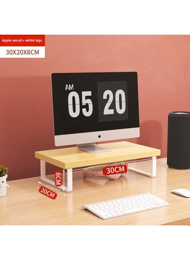 Monitor Elevating Rack Desktop Computer Display Screen Base Elevating Stand Desktop Keyboard Holder-Color:Apple Wood + White Legs (30*20*8cm)